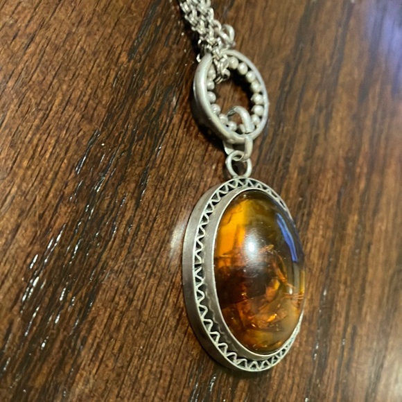 Genuine Baltic Amber & Sterling Silver Toggle Chain Necklace 🦋 - Picture 3 of 16
